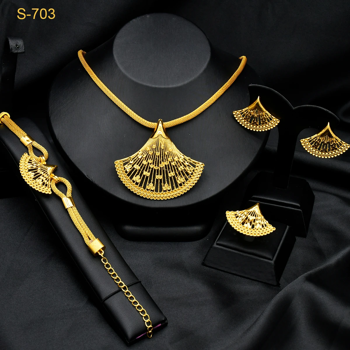 Модный Индийский Веерообразный кулон ожерелье серьги кольцо в форме веера