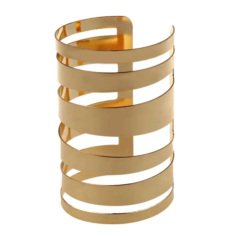 

Gold Hollow Hoop Open Ended Wide Bracelet Bangle Cuff Fashion