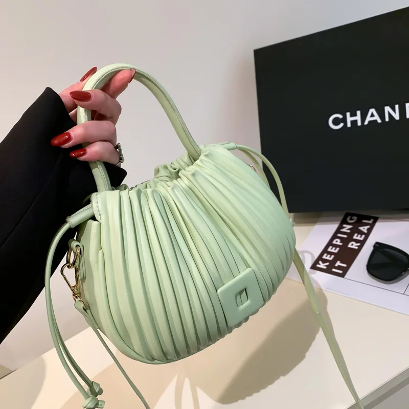 

Женская плиссированная сумка-мешок, Элегантная универсальная сумка через плечо, 8 цветов, повседневные клатчи для девушек, новинка 2023