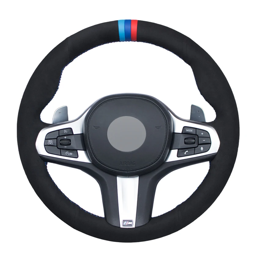 

Black Artificial Suede Steering Wheel Cover for BMW M Sport G30 G31 G32 G20 G21 G11 G12 G14 G15 G16 X3 G01 X4 G02 X5 G05 X7 G07