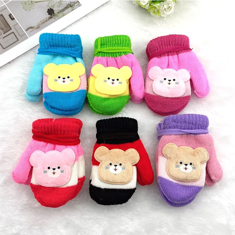 

Cute Cartoon Cat Gloves Winter Thick Knit Baby Kids Newborn Mittens Children Keep Finger Warm Gloves for Baby 0-4 Years Old