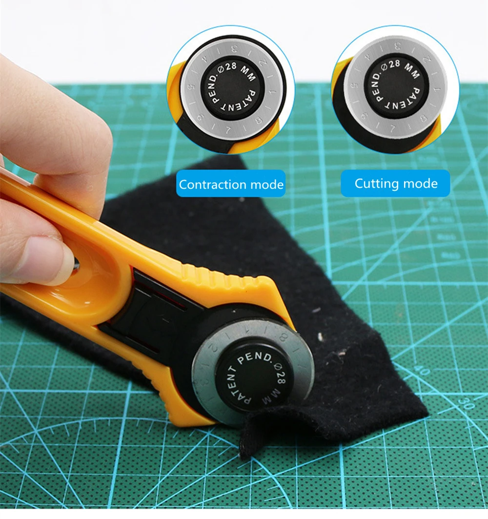 Режущий круглый нож для кожи 28 мм с набором лезвий для резки ткани.