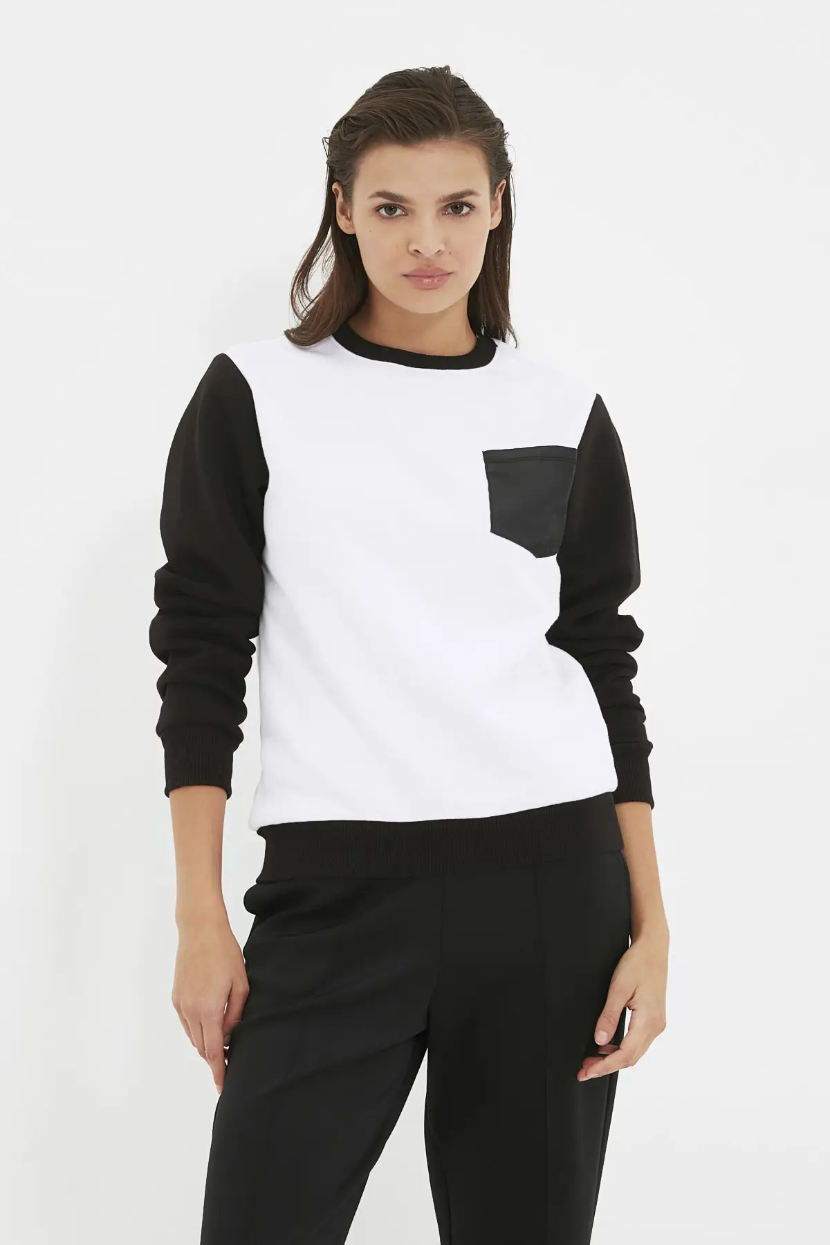 

Women's Sweatshirt White Pocket Detailed Basic Knitted Hoodies Fashion All Season New Designer Pullovers Fleece Hoodies