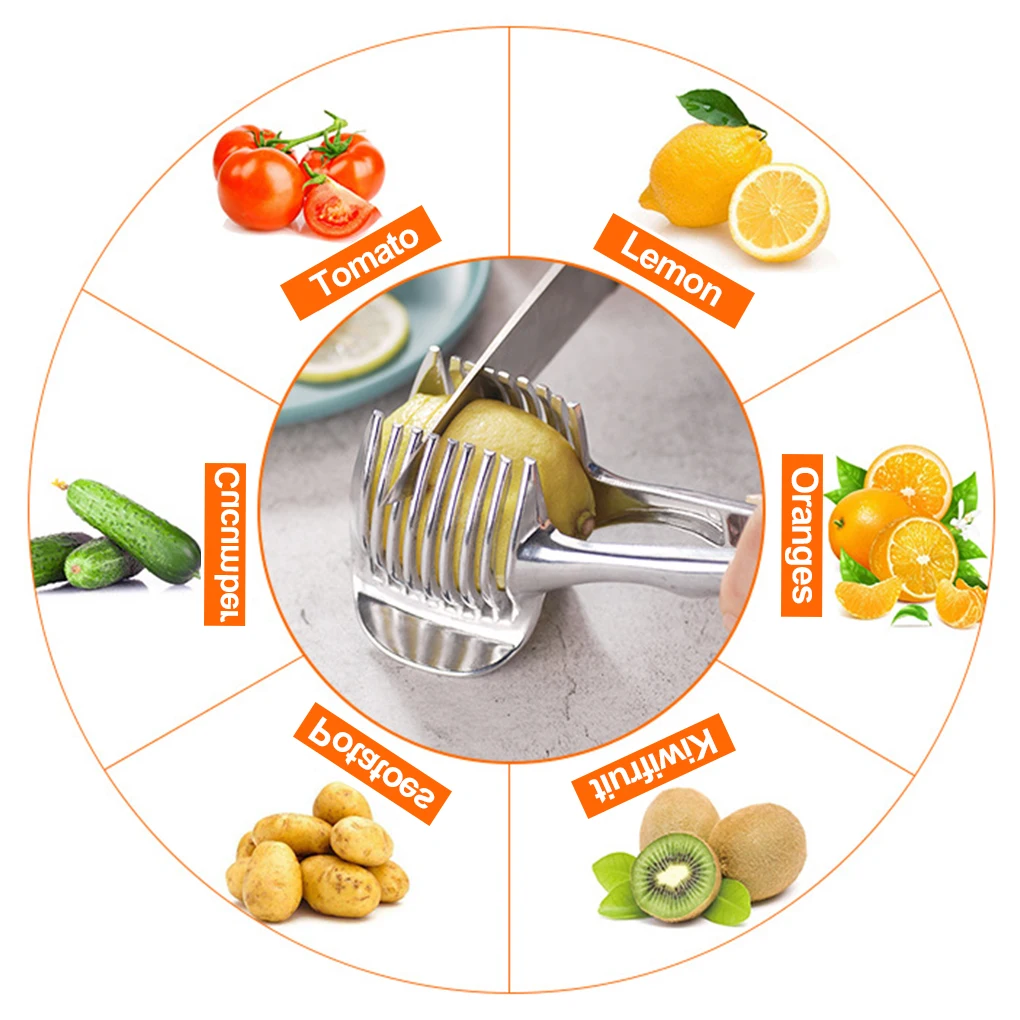 

Tomatoes Slicer Holder Fruit Slicing Device Assistance Clips Non-Slip Vegetable Chopping Utensil Kitchen Tools