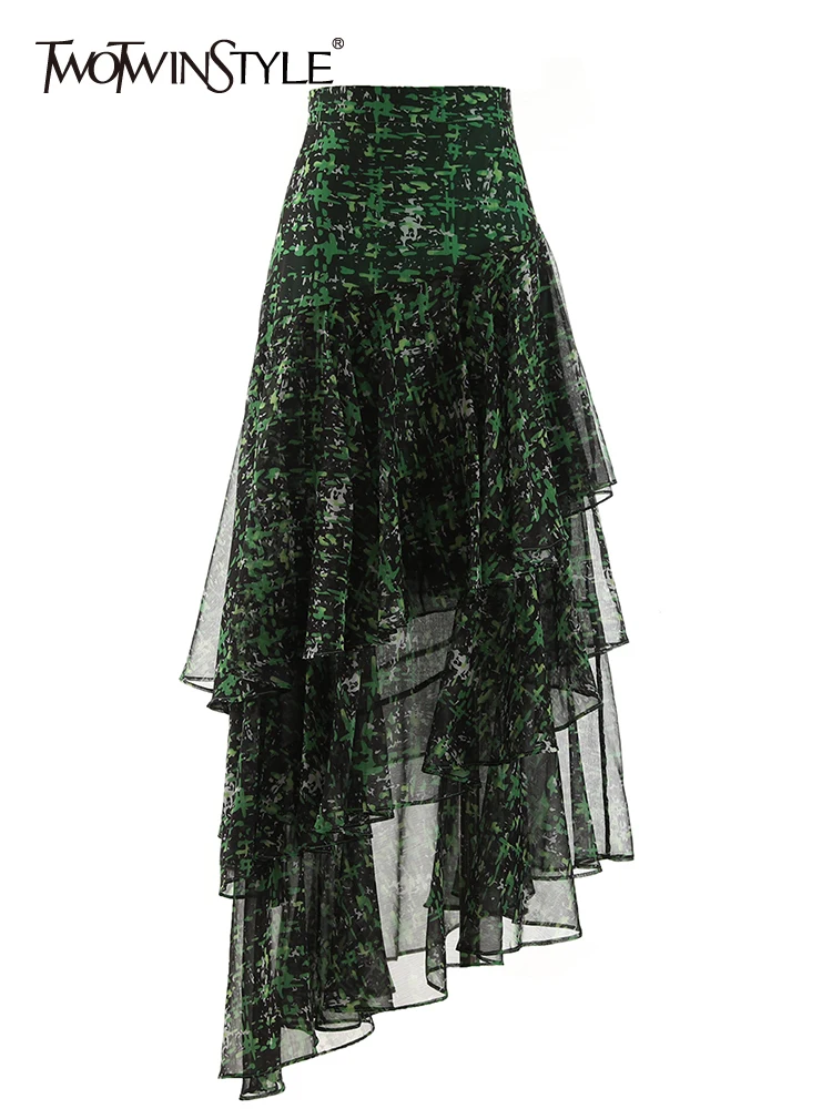 

Женская юбка-трапеция TWOTWINSTYLE, элегантная юбка трапециевидной формы на молнии с высокой талией и асимметричным подолом