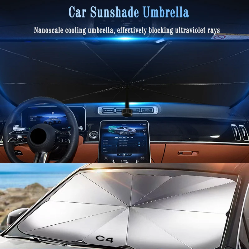 

Car Sunshade Umbrella for Citroen C4 Custom Logo Auto Front Window Windshield Foldable Parasol Sunscreen Protection Accessories