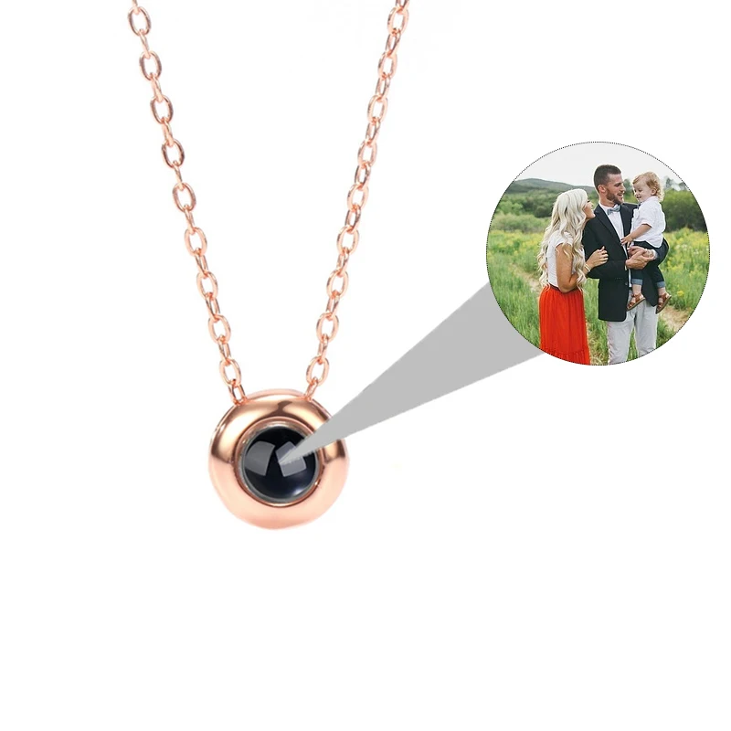 Personalized Photo Projection Necklace To Lover with Circle Shape Custom Projection Photo Anniversary Valentine's Day Gift