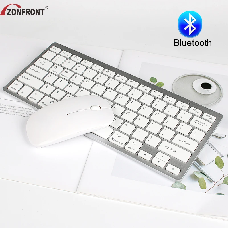 

ZONFRONT Professionelle Ultra-dünne Drahtlose Tastatur Maus Bluetooth 3,0 Tastatur Teclado Für Apple Für iPad Series iOS System