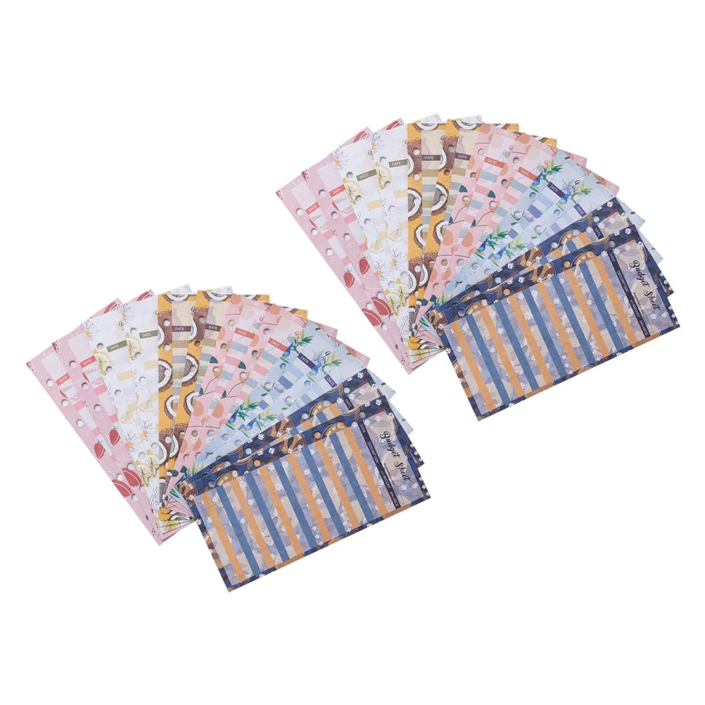 

24Pcs Decorative Budget Sheets Budget Record Cards Six-holes Budget Sheets Office Accessories