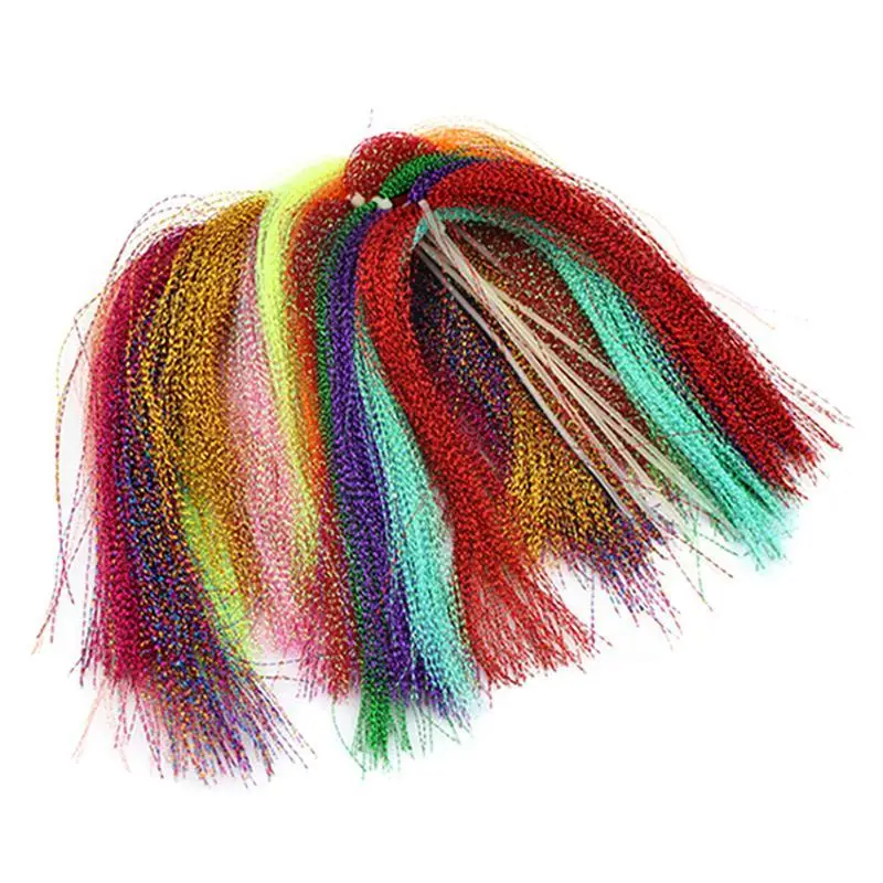 

100lines Fly Fishing Tinsel Twisted Strand String Line Random Flies Lure Assist 33cm Flash Diy Tying Material Hooks Shining O3h3