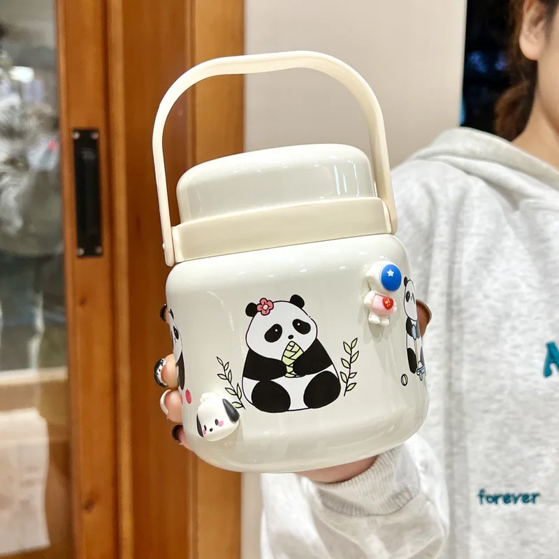 

Cartoon Panda Braised Beaker, Portable Braised Congee Braised Cup with Handle, Lovely Braised Cup