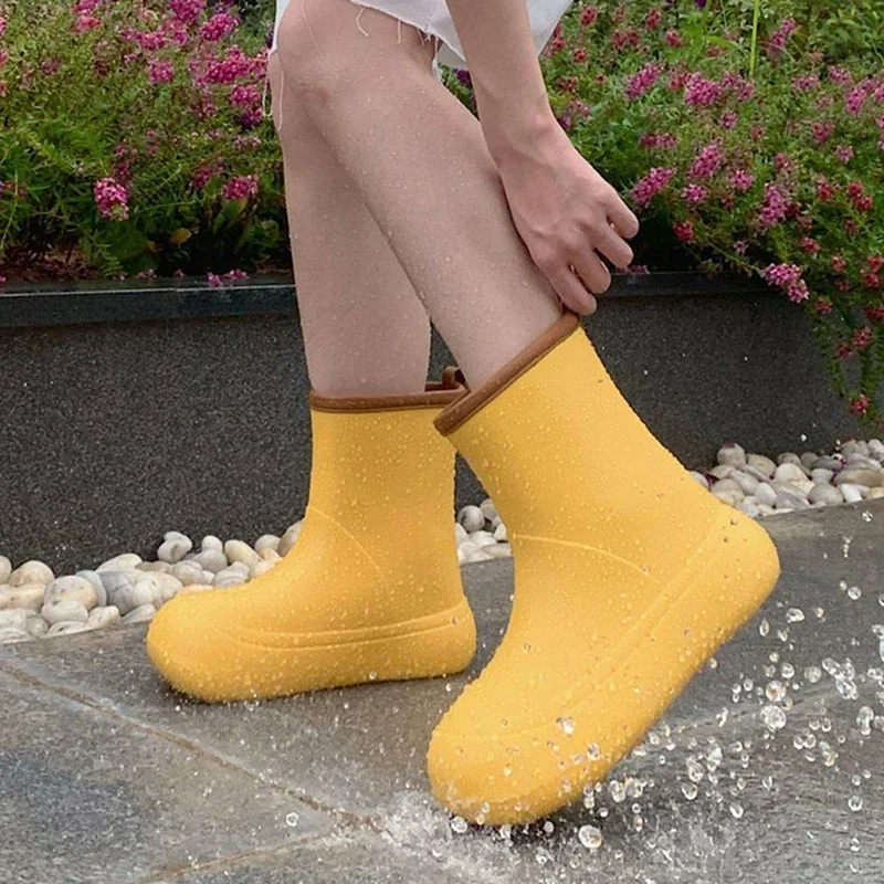 Новые повседневные женские резиновые сапоги однотонная женская модная обувь