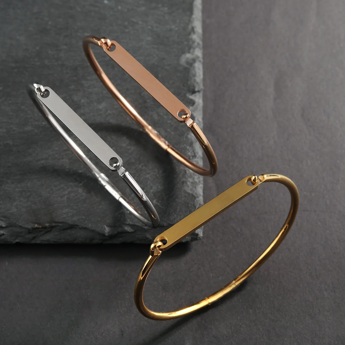 

Trendy Charm Cuff Tie Knot Bracelets U Bangles for Women Gold Color 316L Stainless Steel Wire Thin Simple Bangles Jewelry