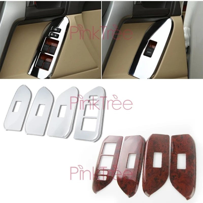 Door Panel Cover Trim For Toyota Land Cruiser Prado 150 2010-2013 2014-2018 Interior Chrome or Wooden Color Styling Accessories