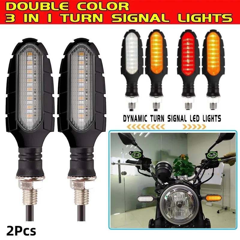 

2Pcs/set IP67 Waterproof LED Indicator Motorcycle Turn Signal Light Motorcycle Flowing Flashing Brake/Day Running Lamp