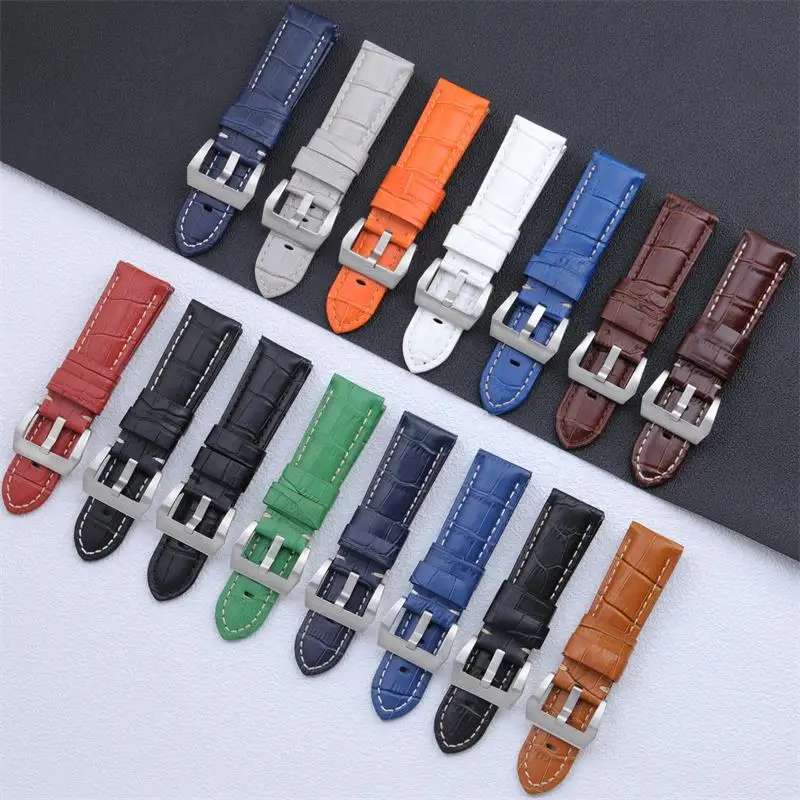 Браслет для часов из натуральной кожи с защитой от пота 22/24/26 мм