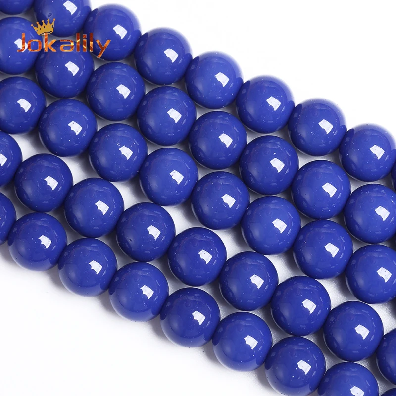 

Natural Lapis Blue Glass Round Beads Loose Spacer for Jewelry Making Needlework Stone Beads DIY Bracelets Necklaces Accessories