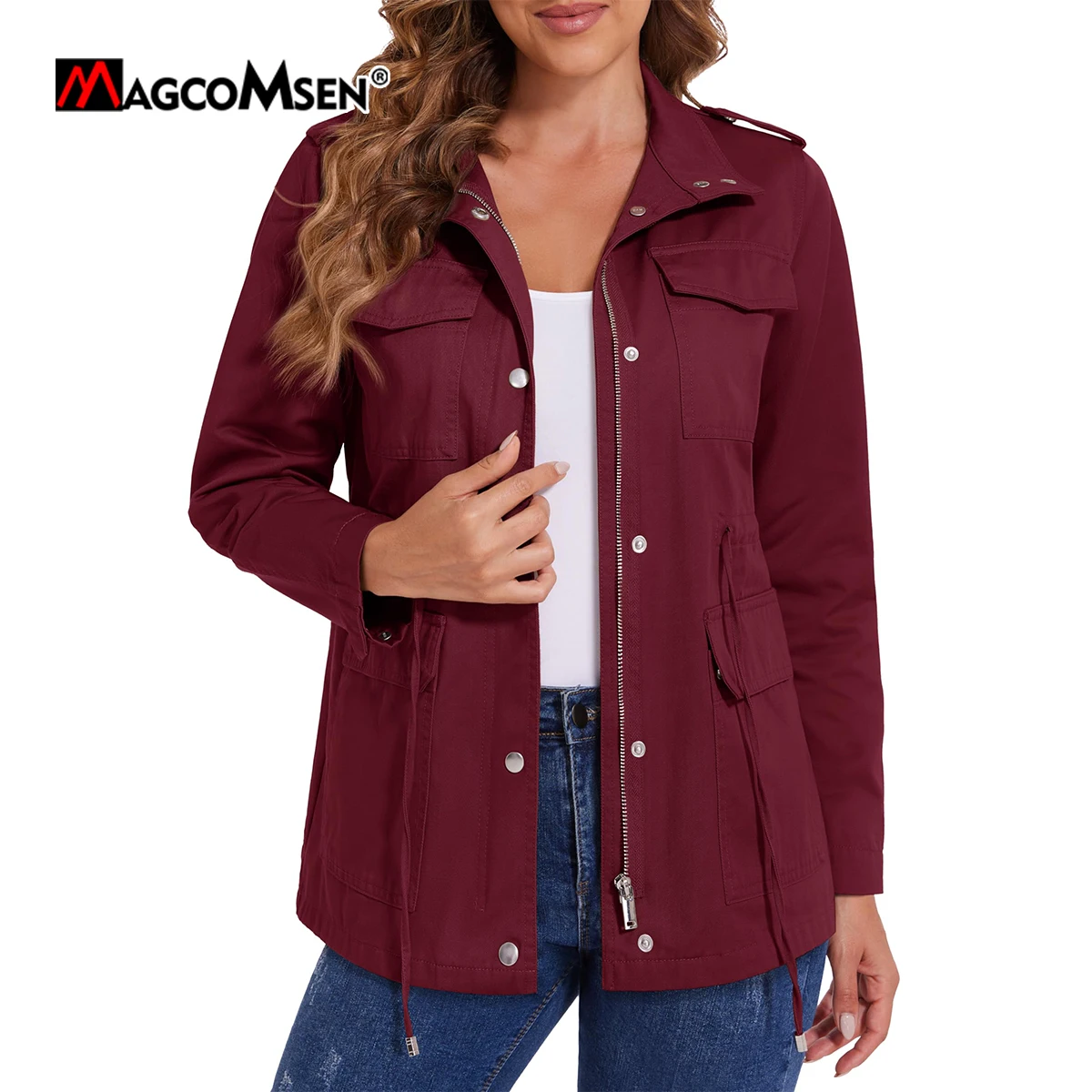 Женская Ветровка MAGCOMSEN Повседневный Анорак С Завязкой На Талии Застежка-молния 4