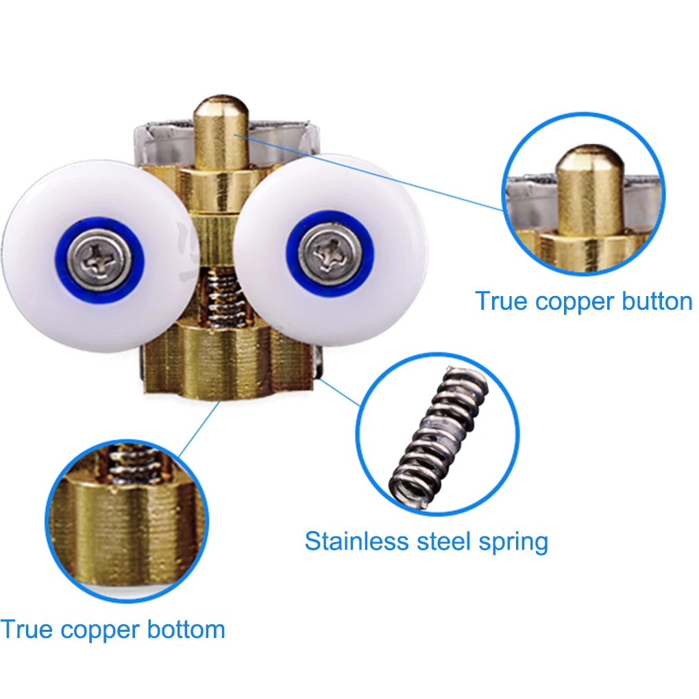 

2pcs Shower Enclosure Door Copper Roller Glass Sliding Door Runner Double Wheel Bathroom Pulleys
