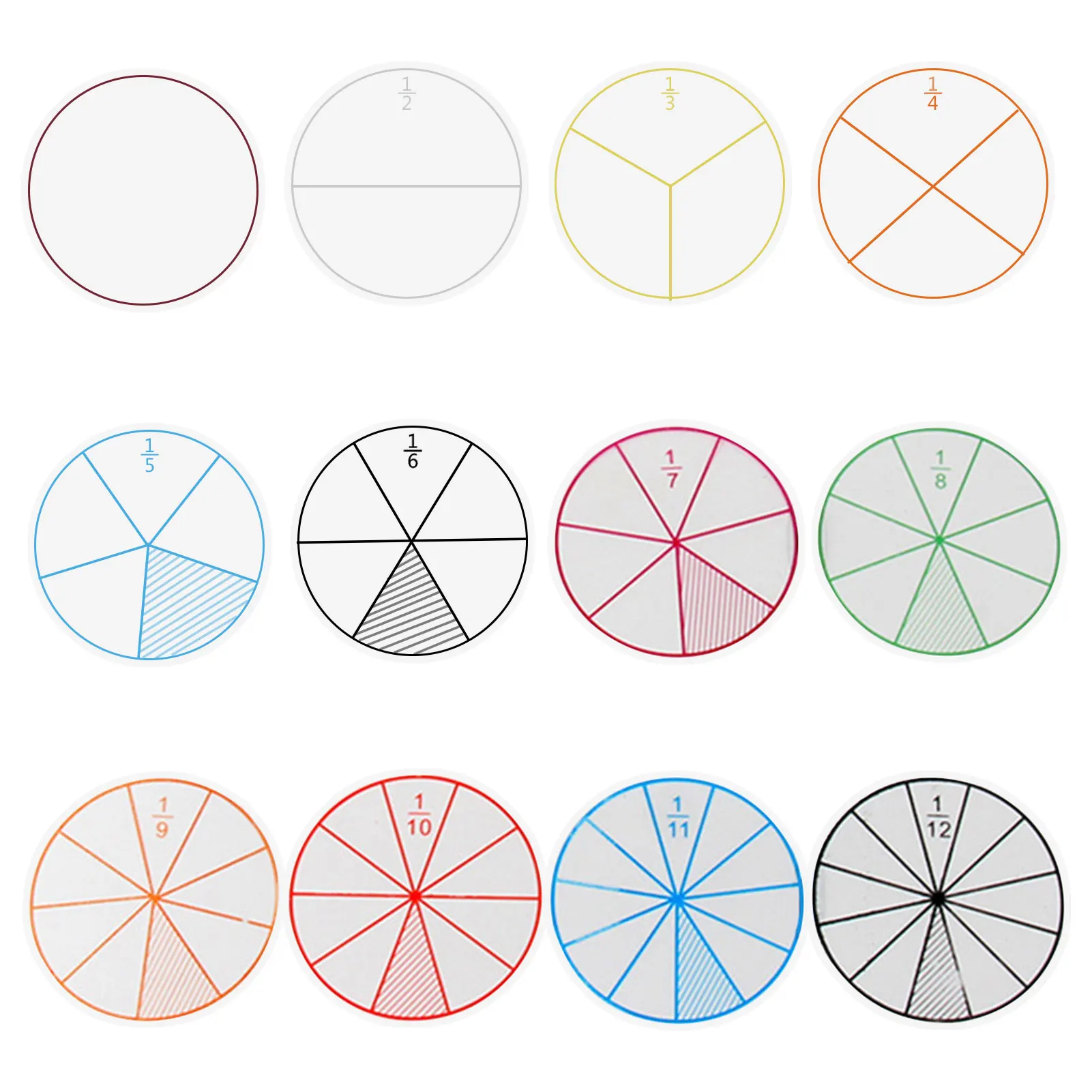 

Набор фракционных кругов, гладкие круглые дробные круги Монтессори, простые в использовании математические цифры, дроби, круглый подарок