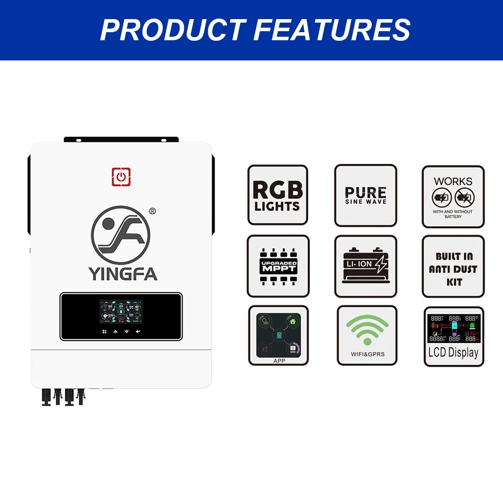 YINGFA 10 2 кВт MPPT фотоэлектрический гибридный солнечный инвертор