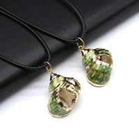 natural green shell pendant necklace conch shape women natural shell necklace charms for jewerly party gift 8x28 20x35mm
