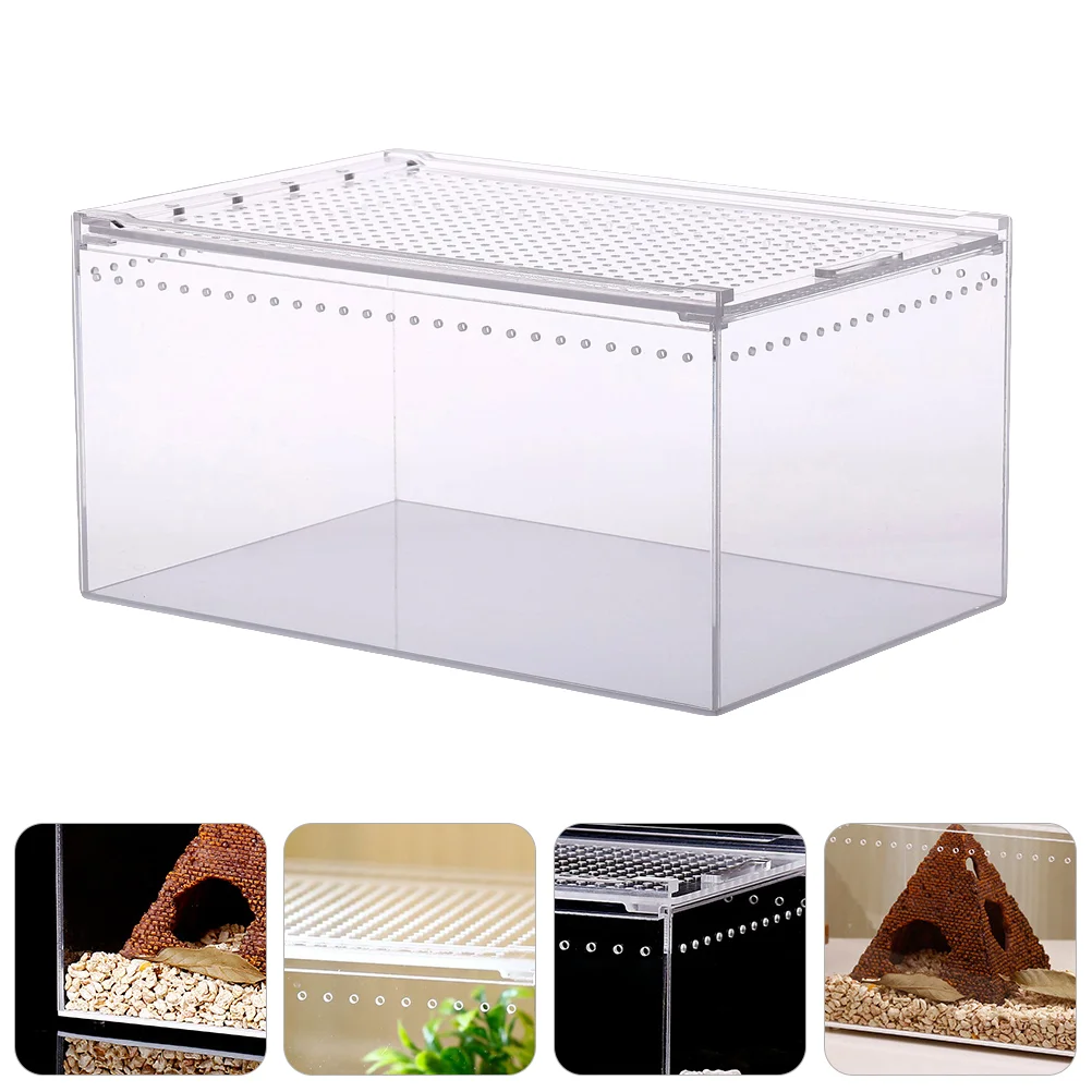 

Reptile Box Tank Breeding Terrarium Snake Feeding Enclosure Turtle Cage Spider Habitat Hermit Crab Clear Storage Aquariums Snail