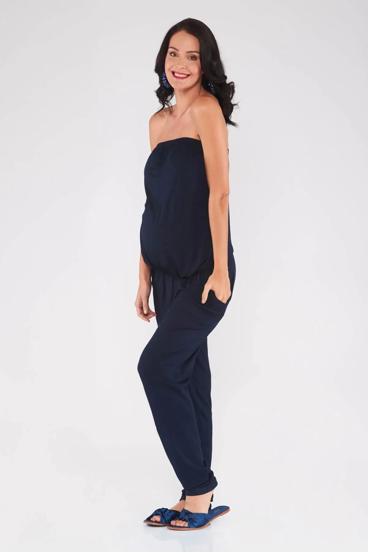 

Women's Overalls Poppy Flexible Navy Blue Maternity Jumpsuit Hot Casual Fashion Sleeveless Baggy Trousers Overalls
