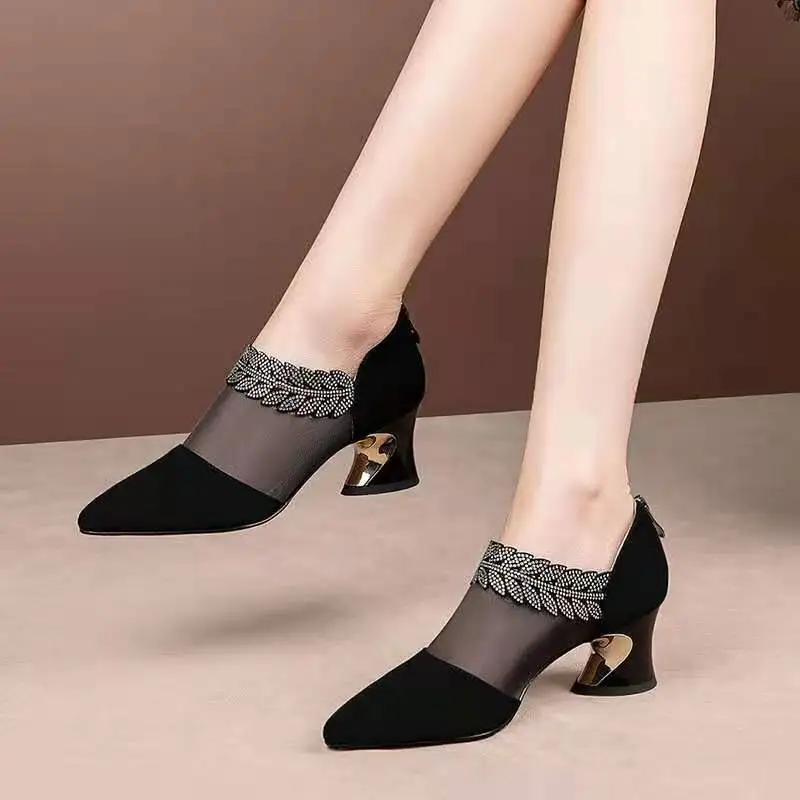 Woman Gold  Heels Sexy Pump Pointed Wedge Chunky Sandals Slip On Sweet Footwear Basketball Platform Large Lace-up