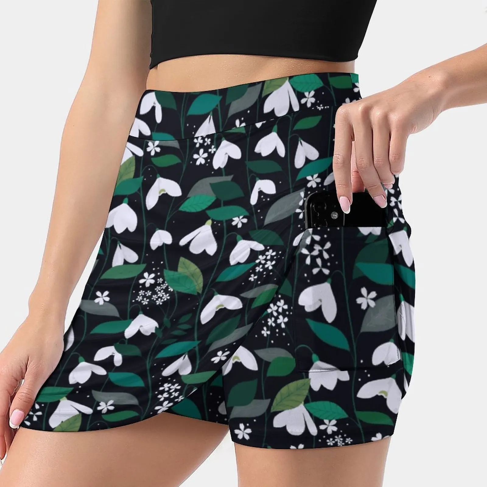 

Snowdrop Women's skirt With Pocket Vintage Skirt Printing A Line Skirts Summer Clothes Pattern Snowdrop Winter Festive Floral