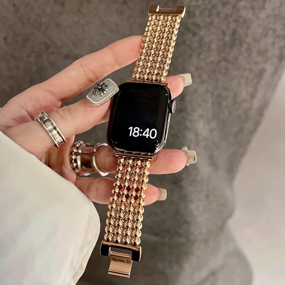 Luxury Stainless Steel Strap For Apple Watch 49mm Ultra Steel Ball Bracelet 41mm 45mm for iwatch Series 8 7 6 5 4 3 SE 40mm 44mm