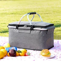 folding picnic pouch basket camping cooler insulation bag large capacity outdoor bbq fishing aluminum foil storage box container