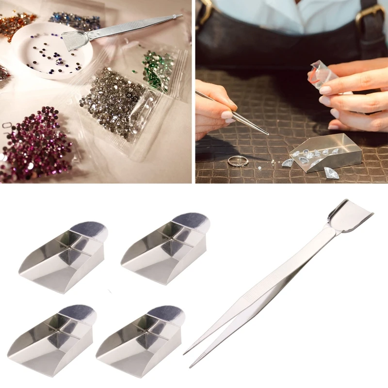 

N1HE Slotted Gemstone with Shovel Diamond Clip Tweezers Jewelry Loose Diamond Stainless Steel Tweezers Jewelry Gold Tool