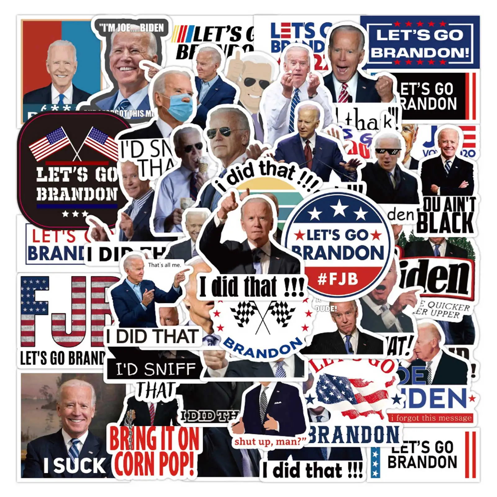 

50pcs I Biden Did That Stickers Joe Biden Funny Car Sticker Decal Let's Go Brandon Stickers Motorcycle Helmet Laptop Sticker