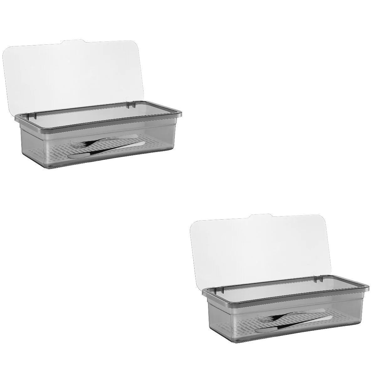 

Set 2 Plastic Pallet Drainer Flatware Organizer Dustproof Chopsticks Case Draining Tableware Container