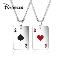 darhsen new arrival men statement poker pendants necklaces stainless steel chain fashion jewelry dropship wholesale