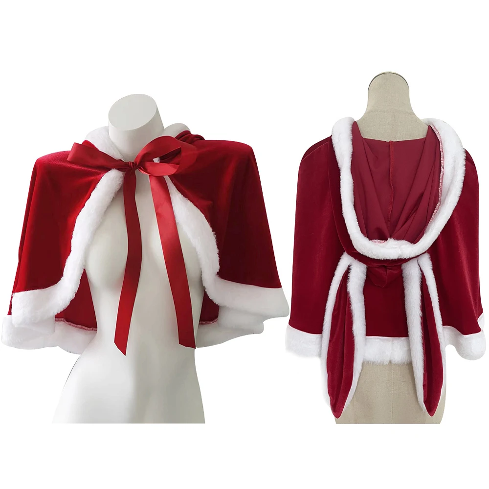 Красная шаль на Хэллоуин и Рождество плащ с капюшоном для женщин девочек милая
