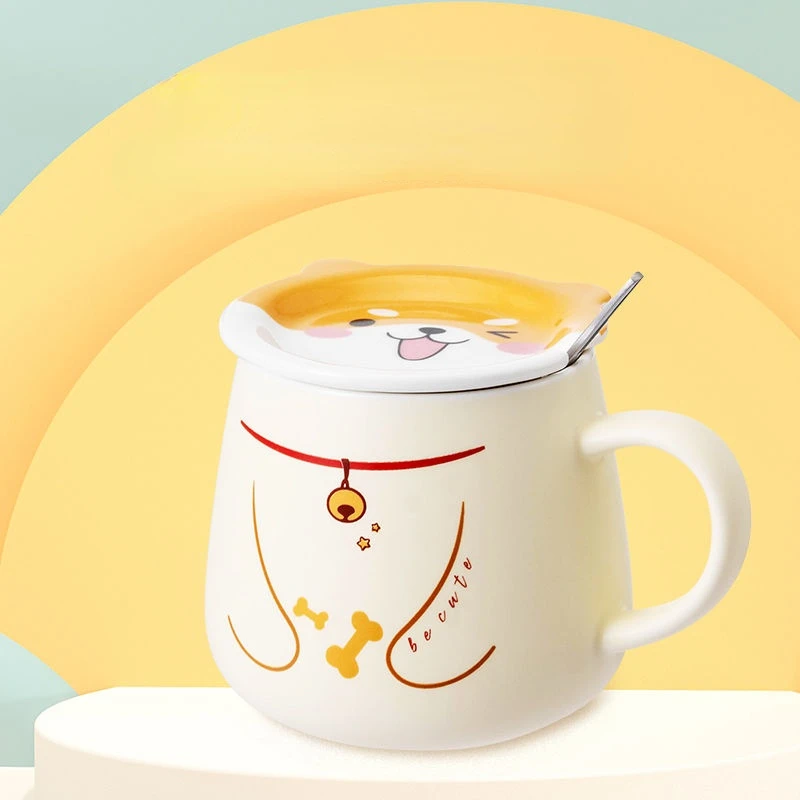 

Cartoon Animal Ceramic Mugs Cute Cat and Dog Pattern Water Cup StarBuck Style Coffee Cup