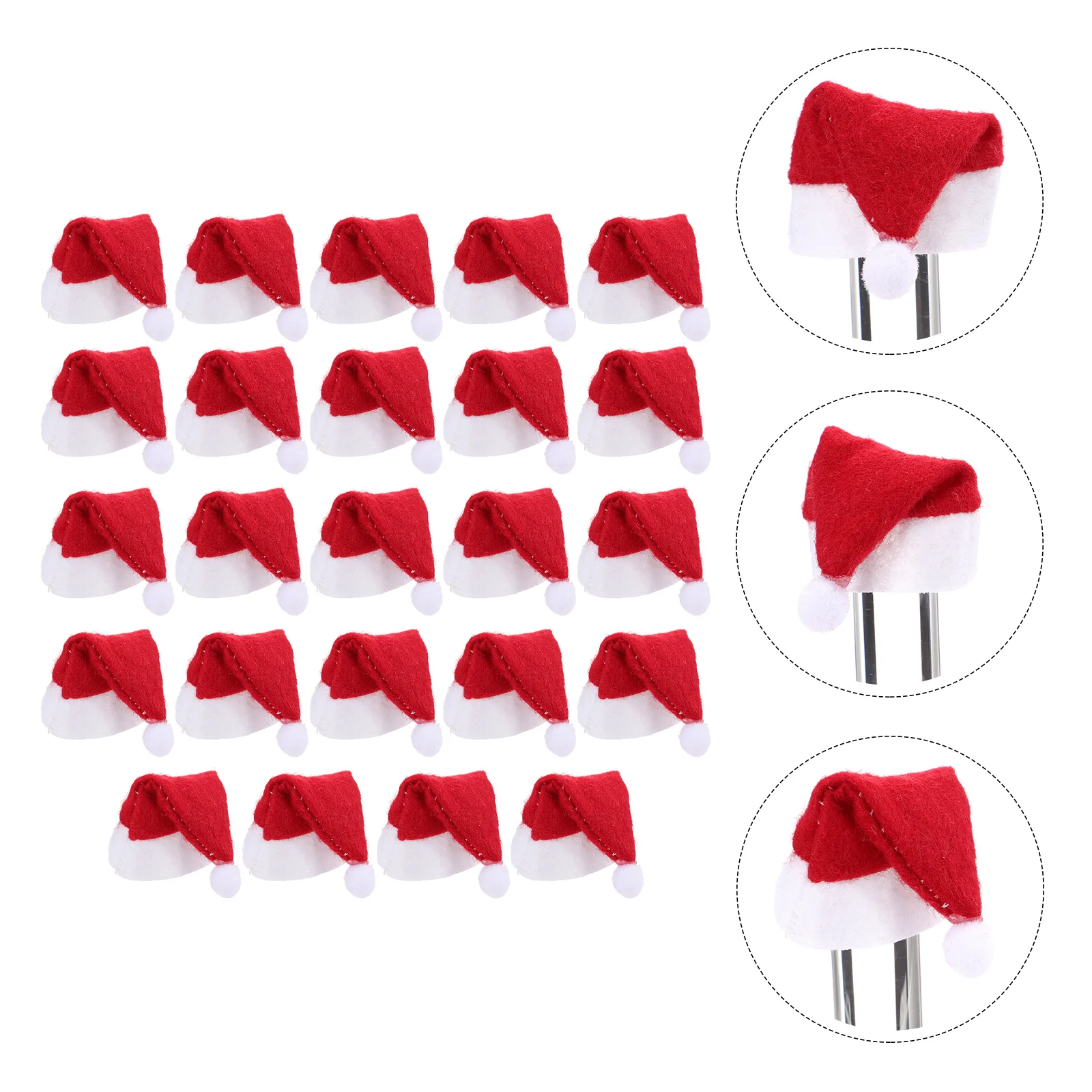 

24 Pcs Small Santa Hat Mini Hats Ornaments Dolls Christmas Lollipop Cover Photo Props Crafts Tiny Bulk