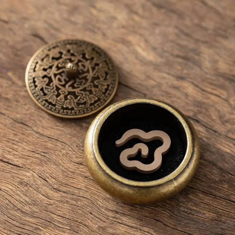 Антикварная латунная карманная курильница с драконом и фениксом полые