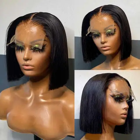 Парик из человеческих волос на сетке спереди, размеры в ассортименте - изображение