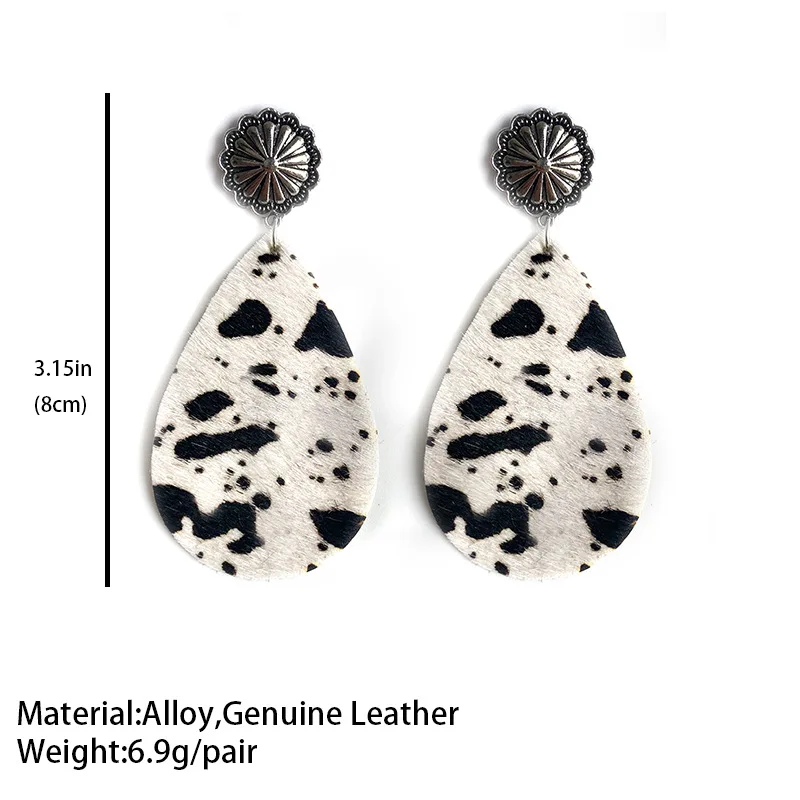 Женские серьги-капельки из воловьей кожи