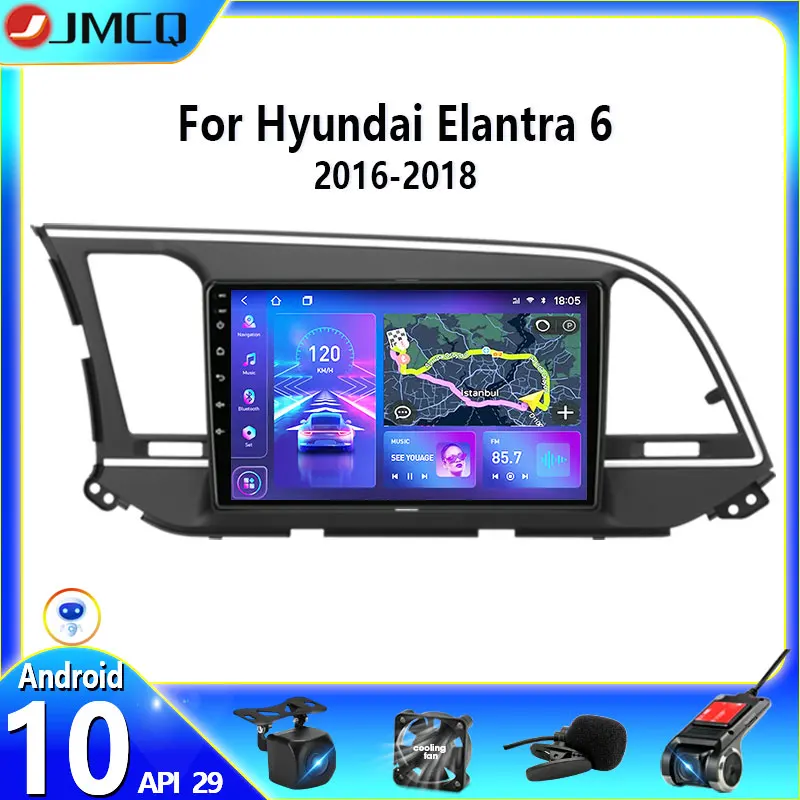$101.54 JMCQ T10 2 din Android 10 Car Radio For Hyundai Elantra 6 2015 2016 2017 2018 Multimidia Video Player GPS Navigaion Split Screen