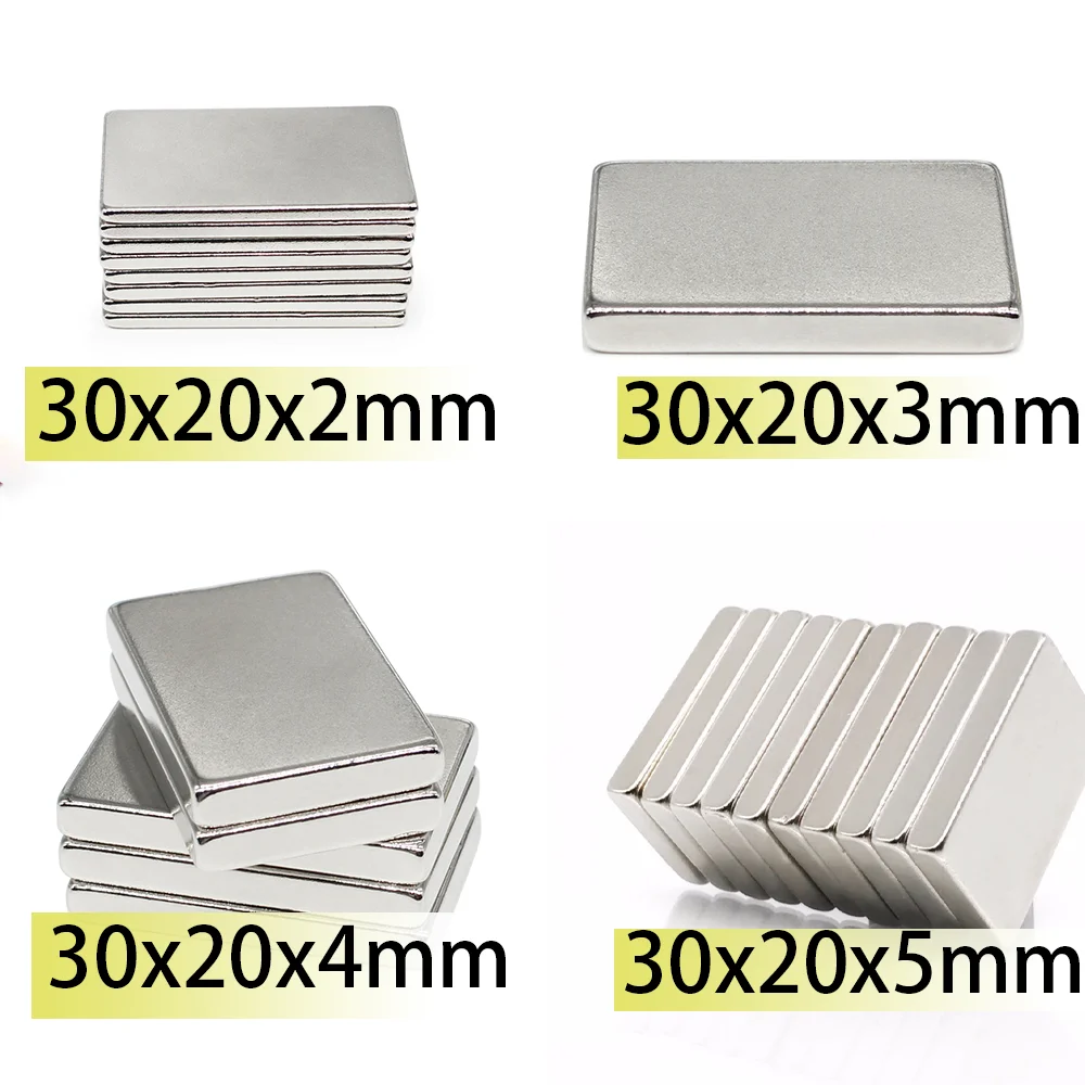 

10/20pcs 30x20x2 30X20X3mm 30X20X4 30x20x5 Rectangle Square Neodymium Bar Block Strong Magnet Rare Earth Magnets Search Magnetic