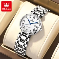olevs 2022 new fashion luxury retro watch roman scale dial quartz watches ladies waterproof stainless steel bracelet 5575