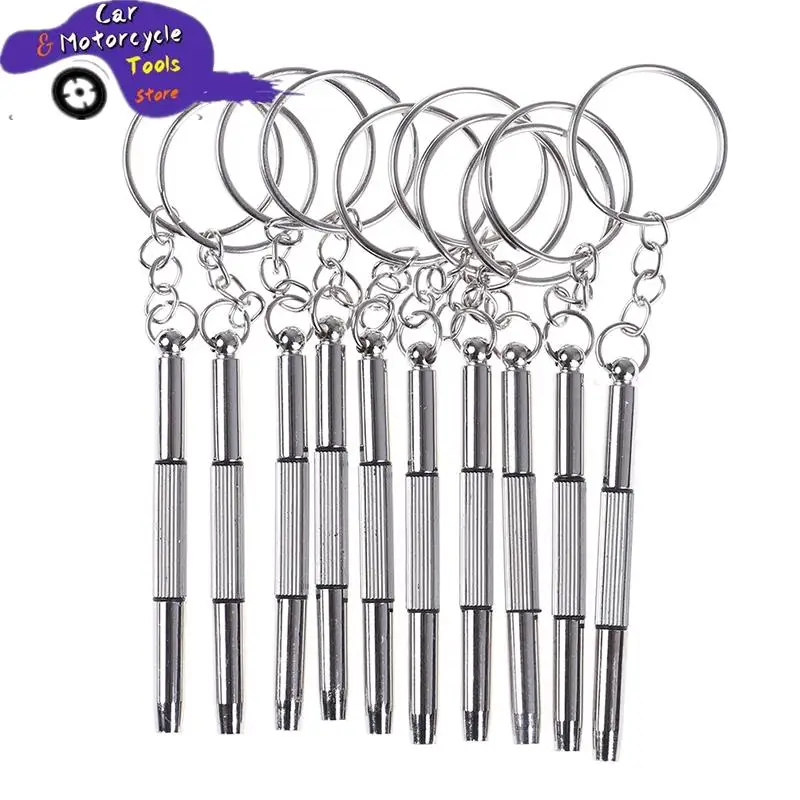 

10Pcs 3 in 1 Eyeglass Screwdriver 3 in 1 Keychain Screwdriver Eyeglass Sunglasses Watch Repair Kit Tool