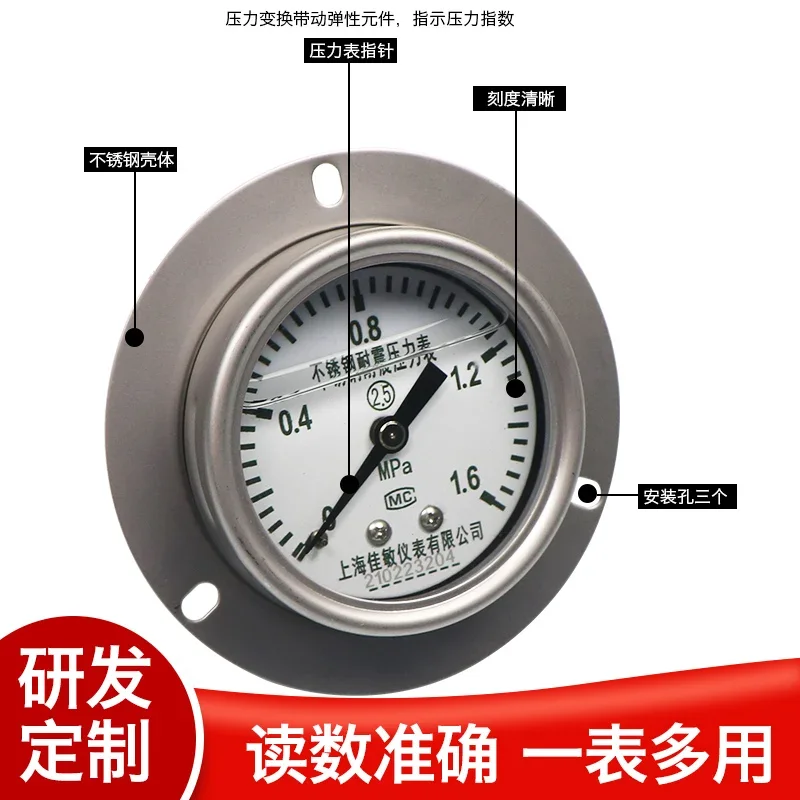 Противоударный манометр из нержавеющей стали 1 6 МПа
