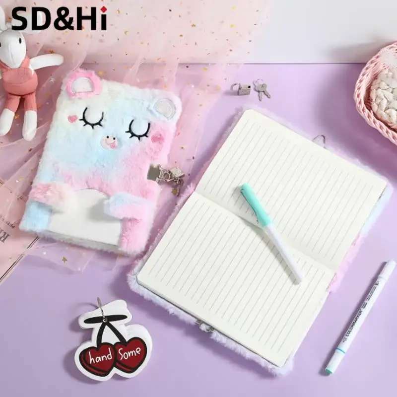 

Cute Cat Shape Fluffy Plush Notebook Kids Daily Planner Book Plush Personal Diary Stationery Friend Teacher Gifts