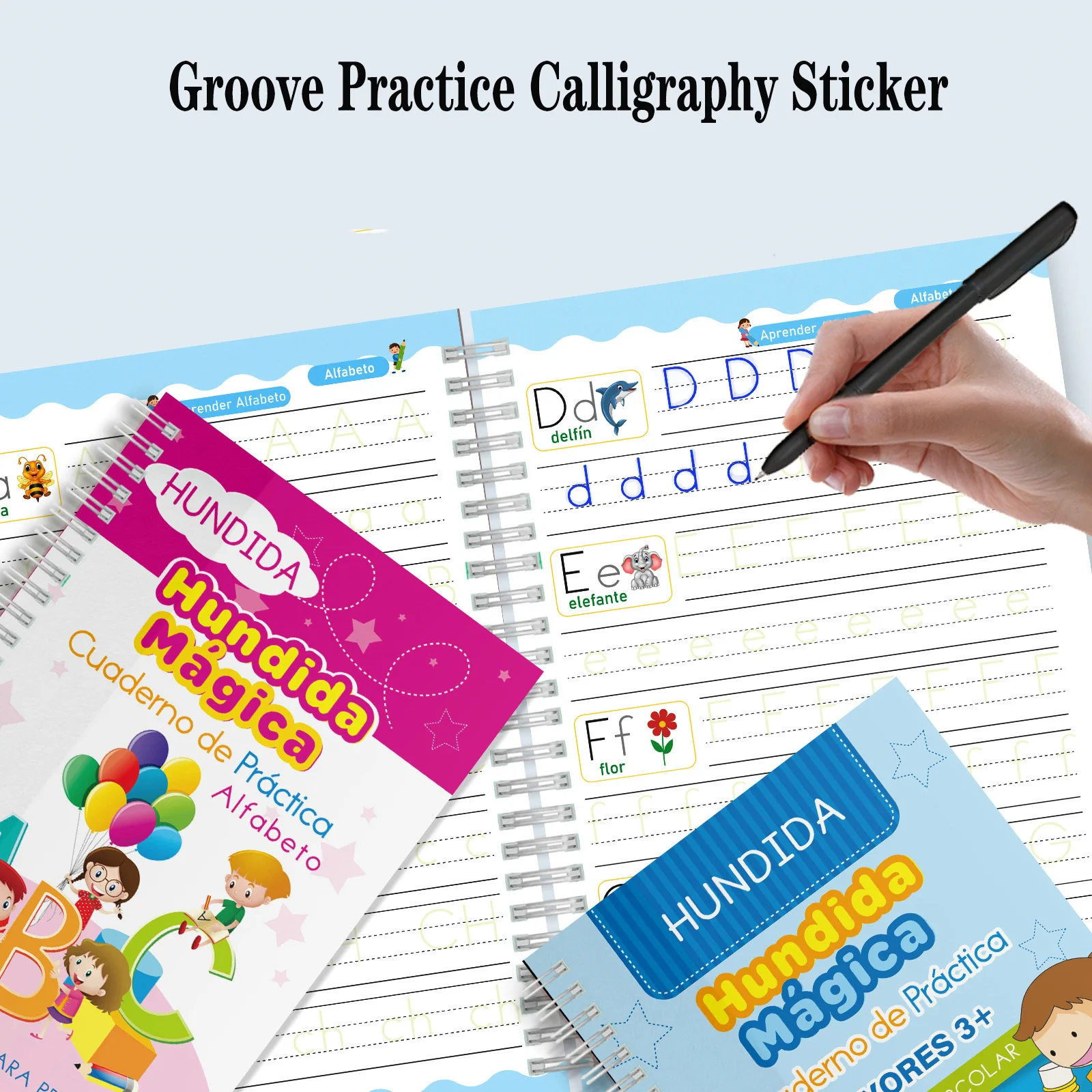 

Spanish Student Groove Copying Practice Script for Children's Pen Control Training Calligraphy Sticker