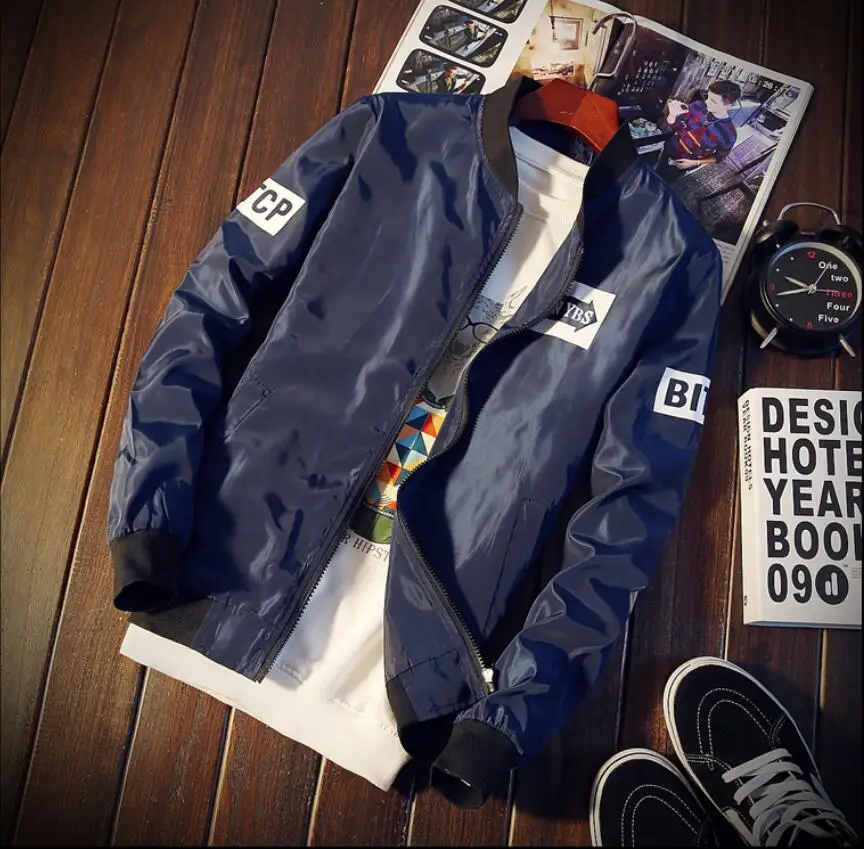 

Autumn Bomber jacket Men Fashion Hip Hop Stand Collar Pilot Jacket for Men Baseball Uniform Coat